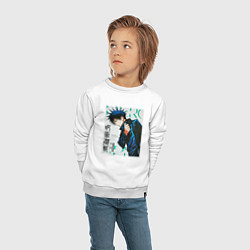 Свитшот хлопковый детский Мегуми фусигуро манга, цвет: белый — фото 2