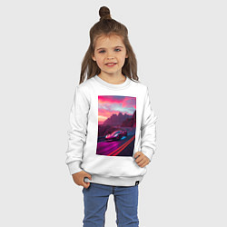 Свитшот хлопковый детский Суперкар едет по серпантину, цвет: белый — фото 2