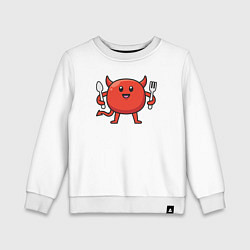 Свитшот хлопковый детский Дьяволёнок на кухне, цвет: белый