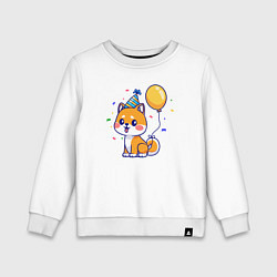 Свитшот хлопковый детский Праздничная собачка, цвет: белый