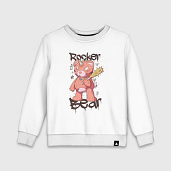 Свитшот хлопковый детский Медведь рокер, цвет: белый