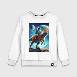Свитшот хлопковый детский Космонавт верхом на тигрозавре - затерянная планет, цвет: белый