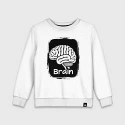 Свитшот хлопковый детский Мозг на черном, цвет: белый