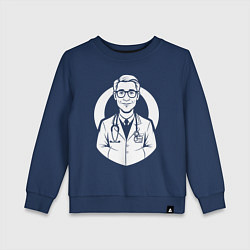 Свитшот хлопковый детский Врач с улыбкой и стетоскопом, цвет: тёмно-синий