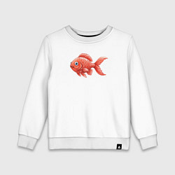 Свитшот хлопковый детский Милая красная рыбка, цвет: белый