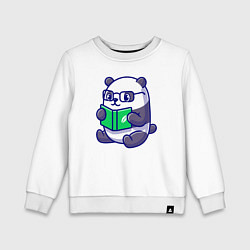 Свитшот хлопковый детский Панда читает книжку, цвет: белый