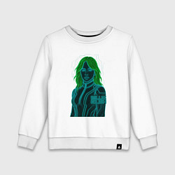 Свитшот хлопковый детский Билли Айлиш из неоновых линий, цвет: белый