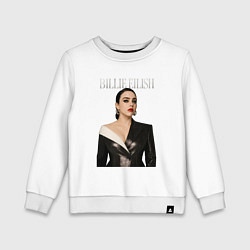 Свитшот хлопковый детский Билли Айлиш в черном костюме, цвет: белый