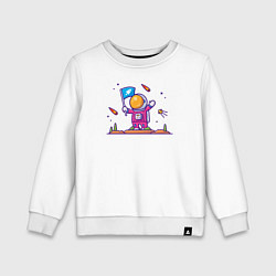 Свитшот хлопковый детский Космонавт и астероиды, цвет: белый