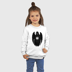 Свитшот хлопковый детский Bones с черными крыльями, цвет: белый — фото 2