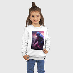 Свитшот хлопковый детский Годзилла посреди мегаполиса, цвет: белый — фото 2