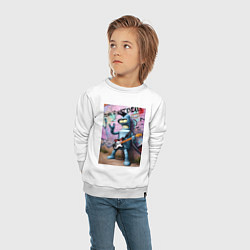 Свитшот хлопковый детский Бендер лобает на гитаре - панк жив, цвет: белый — фото 2