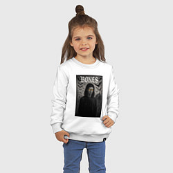Свитшот хлопковый детский Bones с желтыми горящими глазами, цвет: белый — фото 2