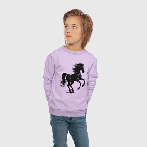 Детский свитшот Черная лошадь сксчет / Лаванда – фото 4