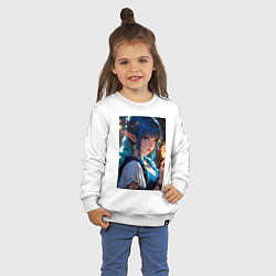 Свитшот хлопковый детский Прекрасная эльфийка-маг с шаром огня, цвет: белый — фото 2
