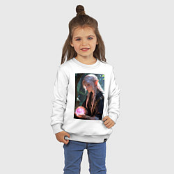 Свитшот хлопковый детский Серьёзная эльфийка с магической сферой, цвет: белый — фото 2