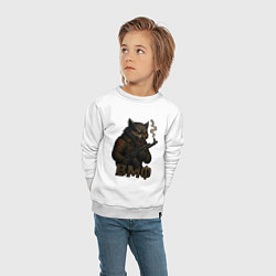 Свитшот хлопковый детский ВМФ волк с автоматом, цвет: белый — фото 2