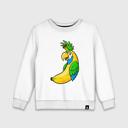 Свитшот хлопковый детский Банановый попугай, цвет: белый