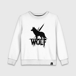 Свитшот хлопковый детский Волк на страже, цвет: белый