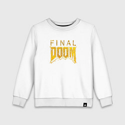 Свитшот хлопковый детский Doom final gold logo, цвет: белый
