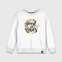 Свитшот хлопковый детский Хороший вайб, цвет: белый