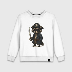 Свитшот хлопковый детский Енот пират, цвет: белый