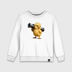 Свитшот хлопковый детский Милый цыпленок с базукой, цвет: белый