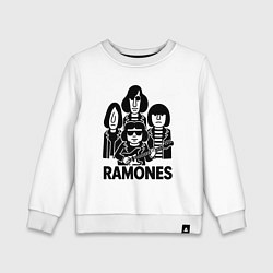 Свитшот хлопковый детский Ramones силуэты, цвет: белый