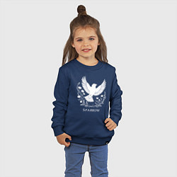 Свитшот хлопковый детский Летящий воробей с цветами, цвет: тёмно-синий — фото 2