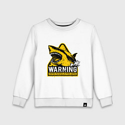 Свитшот хлопковый детский Предупреждающий знак - опасно акулы, цвет: белый