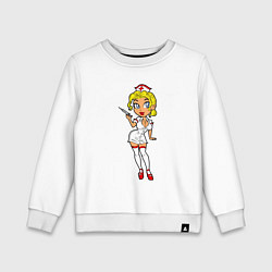 Свитшот хлопковый детский Медсестра блондинка, цвет: белый