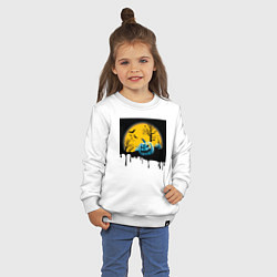 Свитшот хлопковый детский Хэллоуин и пугающие тыквы, цвет: белый — фото 2