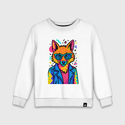 Свитшот хлопковый детский Лиса Pop Colors, цвет: белый