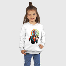 Свитшот хлопковый детский Певица рок вампир с микрофоном, цвет: белый — фото 2