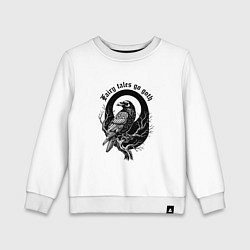 Свитшот хлопковый детский Готическая ворона сидит на ветке, цвет: белый