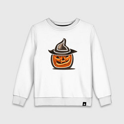 Свитшот хлопковый детский Тыква в шляпке, цвет: белый