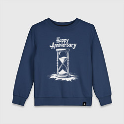 Свитшот хлопковый детский Счастливого юбилея песочные часы, цвет: тёмно-синий