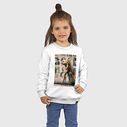 Свитшот хлопковый детский Окунь на ходулях - нейроарт фантазия, цвет: белый — фото 2