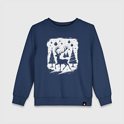 Детский свитшот Олень в новогоднем лесу