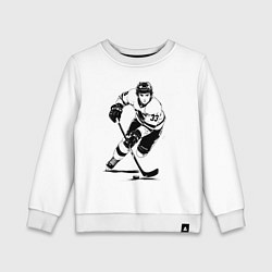 Свитшот хлопковый детский Аниме хоккеист в атаке, цвет: белый