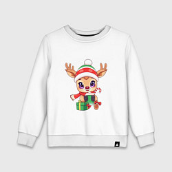 Детский свитшот Рождественский оленёнок с горячим напитком