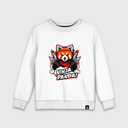 Свитшот хлопковый детский Ниндзя-панда в бою, цвет: белый