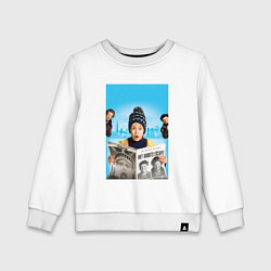 Свитшот хлопковый детский Один дома в Нью-Йорке, цвет: белый