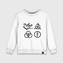 Свитшот хлопковый детский Led Zeppelin: symbols, цвет: белый