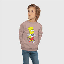 Свитшот хлопковый детский Барт Симпсон: Все путем, цвет: пыльно-розовый — фото 2