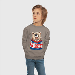 Свитшот хлопковый детский Made in Russia: медведь, цвет: утренний латте — фото 2