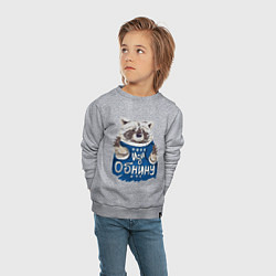 Свитшот хлопковый детский Енот: Иди обниму, цвет: меланж — фото 2