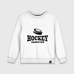 Свитшот хлопковый детский Hockey addicted, цвет: белый