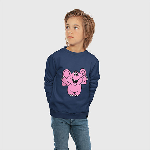 Детский свитшот Розовый слон / Тёмно-синий – фото 4