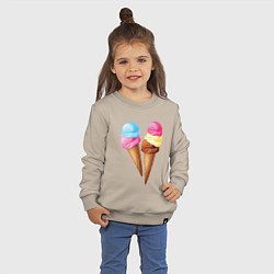 Свитшот хлопковый детский Мороженое, цвет: миндальный — фото 2